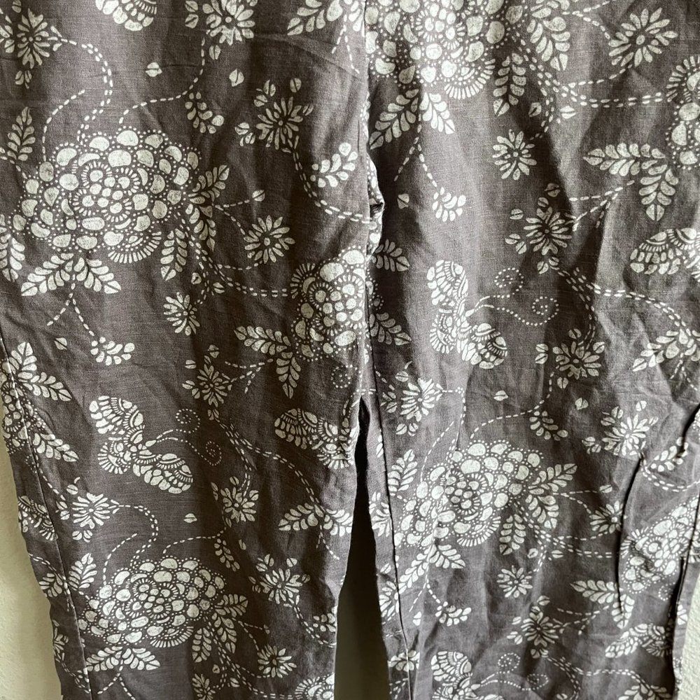 Columbia Women's Taupe Floral Print Cropped Linen Pants Size 8 Style AL8518 - Picture 3 of 10
